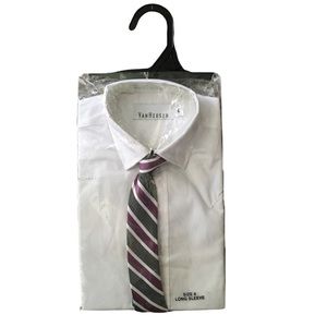 Van Heusen Boys Dress Shirt With Striped Tie Size 6